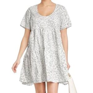 a new day | White Leopard Spot Flutter Tiered Dress